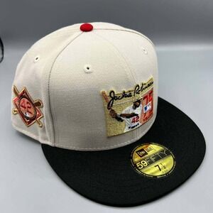 Jackie‎ Robinson #42 Dodgers Hat Men 7 1/2 White 59Fifty New Era MLB Fitted Cap